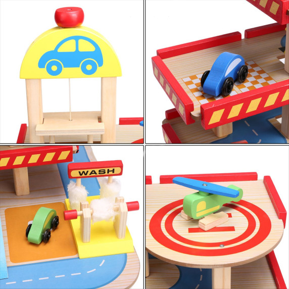 Parcare auto de jucărie din lemn - Ecotoys